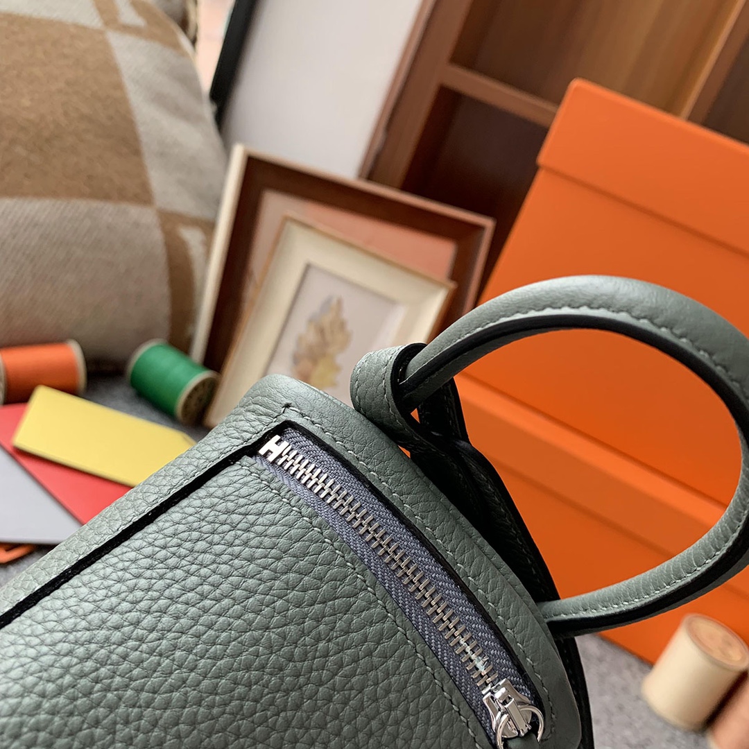 에르메스 미니 린디백 그리스메이어 은장 끌레망스 가죽